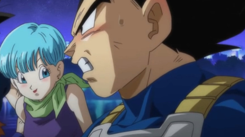 Bulma and Vegeta blushing