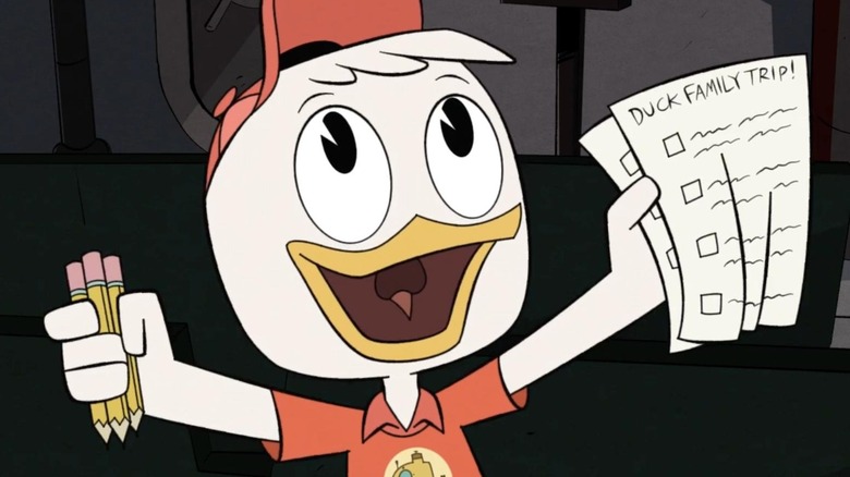 Huey holding up itinerary DuckTales