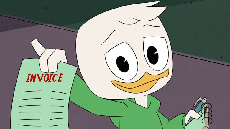 Louie holding up an invoice DuckTales