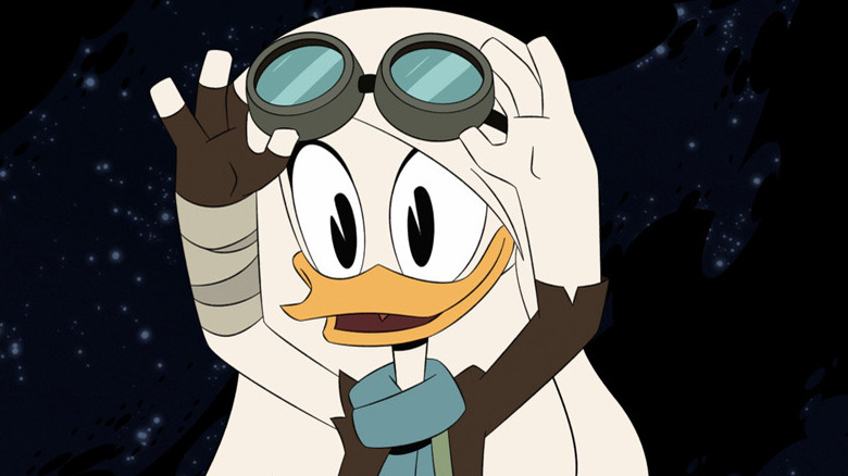 Della lifting her goggles DuckTales