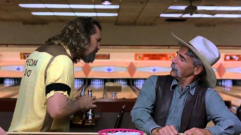 The Dude talks to the Stranger at the bowling alley