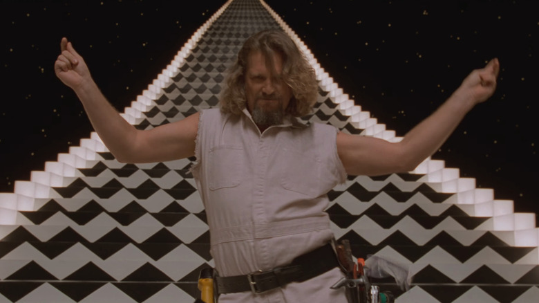 The Dude dances on a trippy staircase