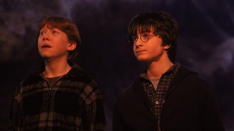 Ron Weasley and Harry Potter looking scared