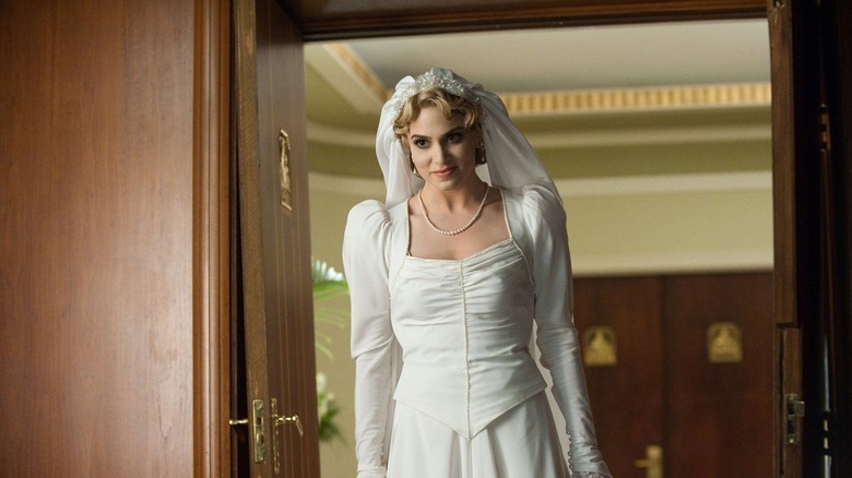 Rosalie in a wedding dress