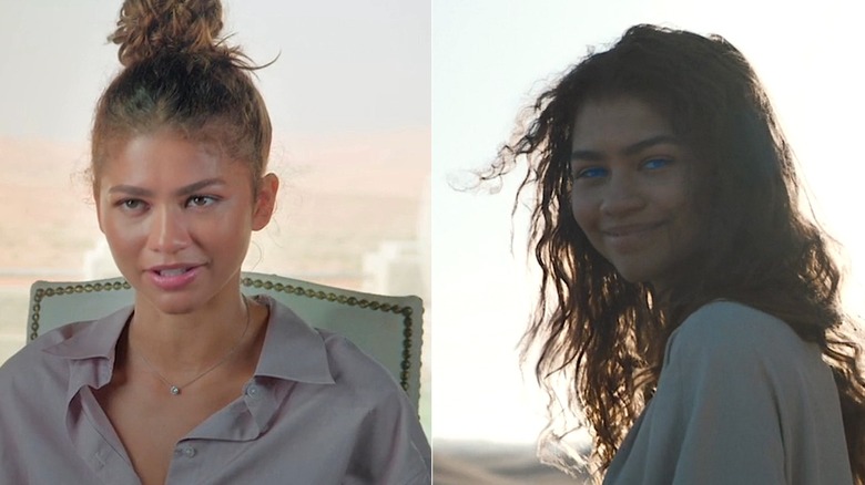 Zendaya with and without blue eyes