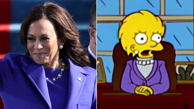 Kamala Harris in 2021 and Lisa Simpson in 