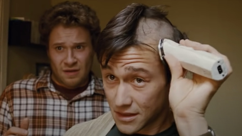 Seth Rogen and Joseph Gordon-Levitt react to Goron-Levitt shaving his head