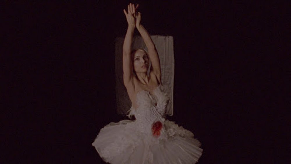 Natalie Portman as Nina Sayers as she falls to her death in Black Swan