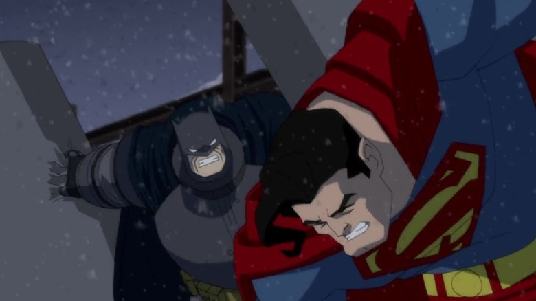 Batman and Superman fighting