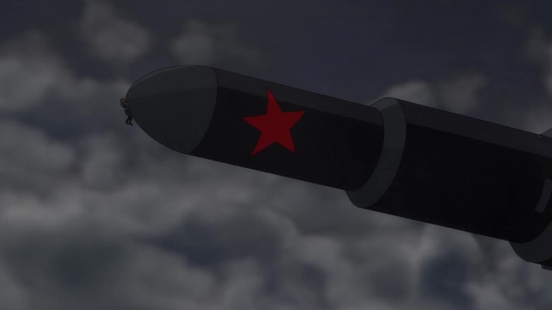 Superman diverting a nuclear missile