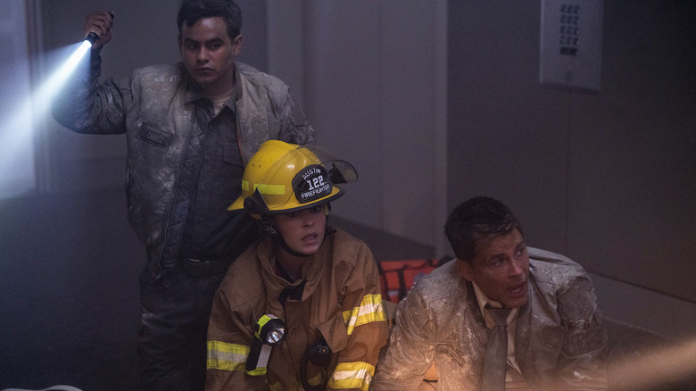 The team working to free people trapped in an elevator