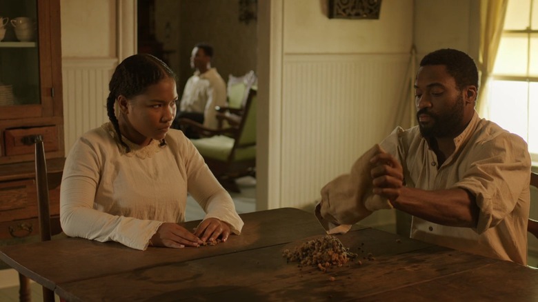 Hany and Father counting seeds 