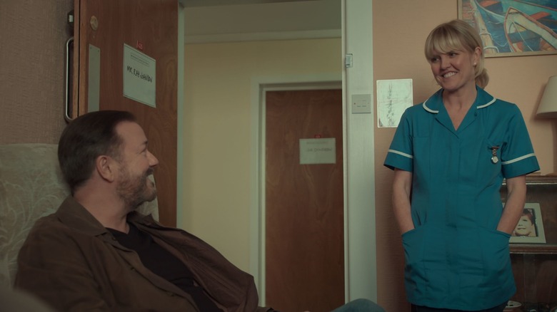 Ricky Gervais and Ashley Jensen in After Life