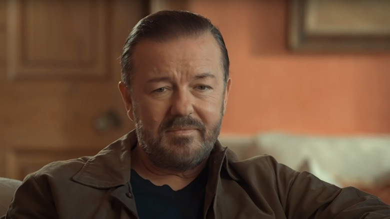 Ricky Gervais thinking in After Life