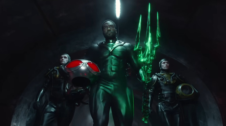 Black Manta holds green trident