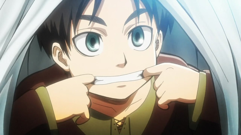 Young Eren making silly face