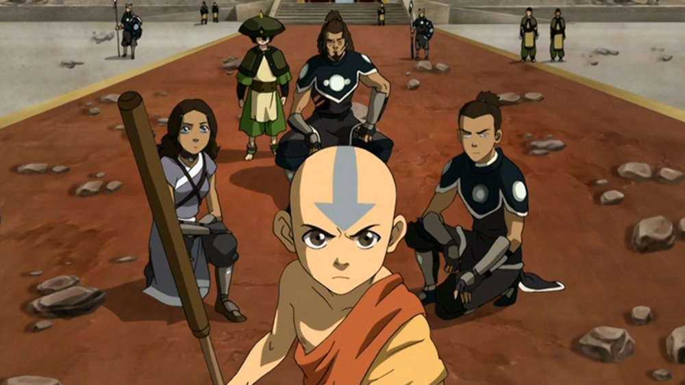 Aang, Katara, Sokka, Toph, and Hakoda on the Day of Black Sun