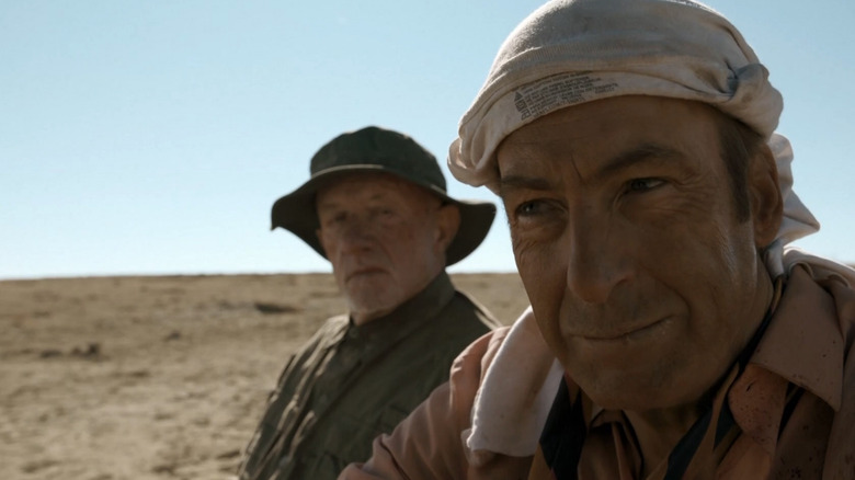 Bob Odenkirk and Jonathan Banks in the desert on "Better Call Saul"