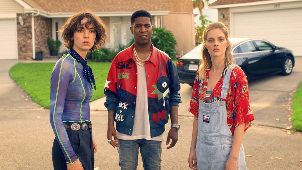 Brigette Lundy-Paine, Kid Cudi, and Samara Weaving in Bill & Ted Face the Music