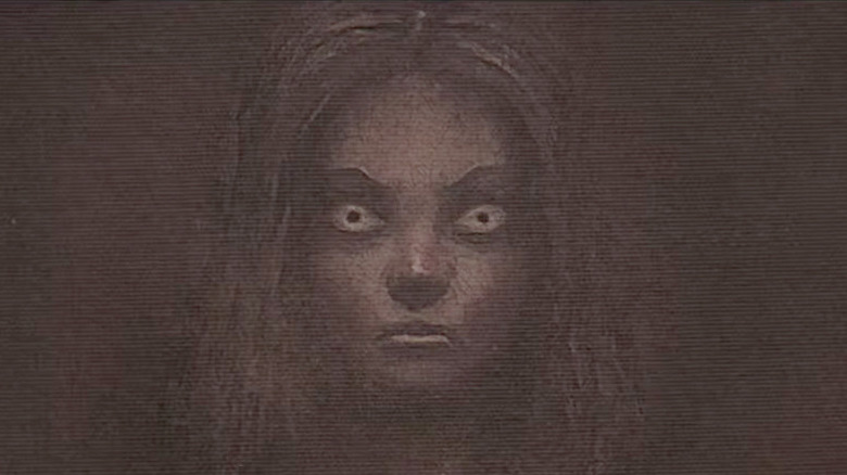 Drawing of scary staring girl