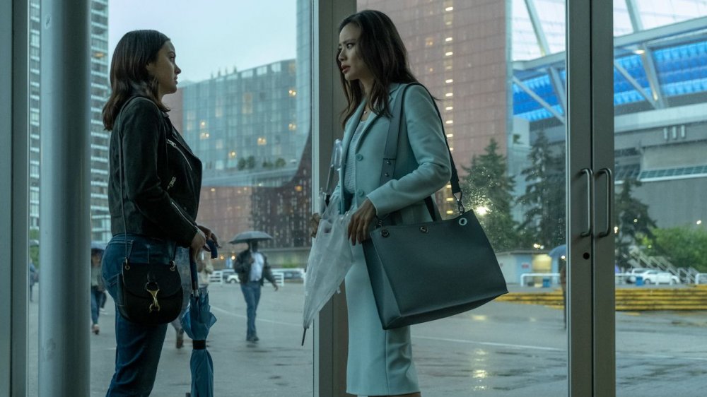 Camila Mendes as Katie talking to Julia played by Jamie Chung in Dangerous Lies