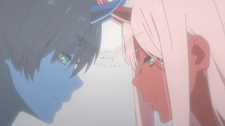 Zero Two and Hiro in Darling on the FRANXX