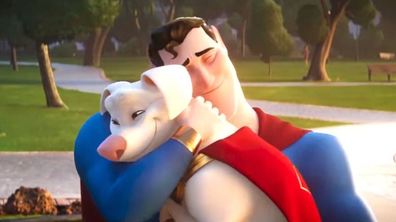 Superman hugging Krypto