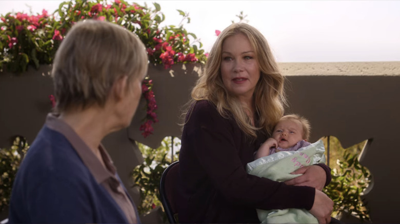 Christina Applegate, Lily Knight, and a baby in "Dead to Me"