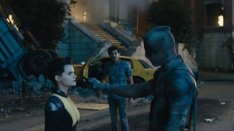 Brianna Hildebrand and Ryan Reynolds in Deadpool 2