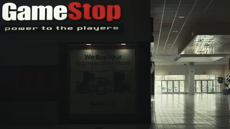 A GameStop is dark in a mall