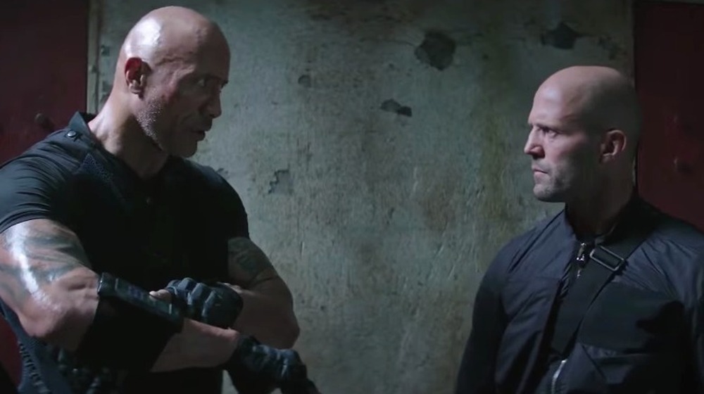 Dwayne Johnson and Jason Statham in a scene from Hobbs & Shaw