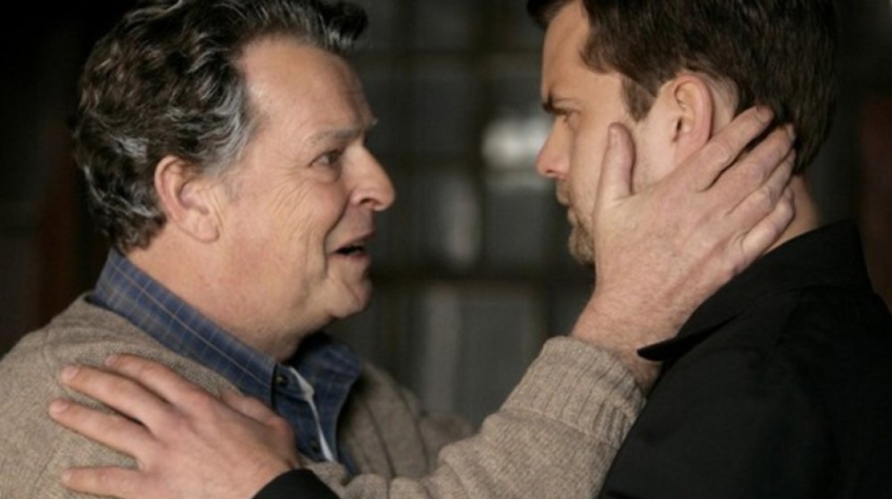 John Noble as Dr. Walter Bishop and Joshua Jackson as Peter Bishop in Fringe