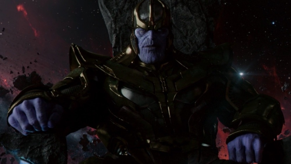 Thanos sitting on his throne