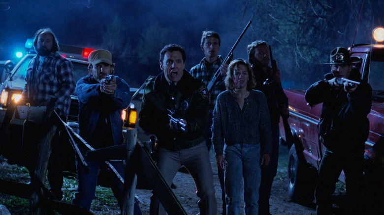 Town mob confronting Michael Myers