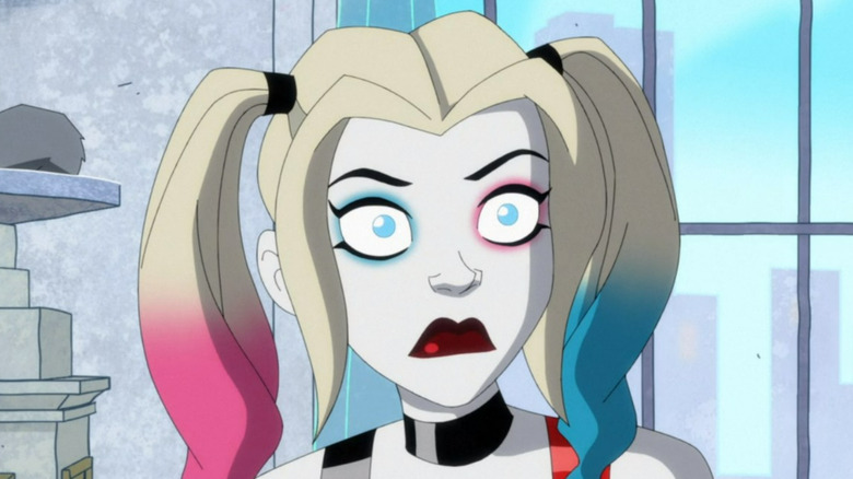 Harley Quinn frowning