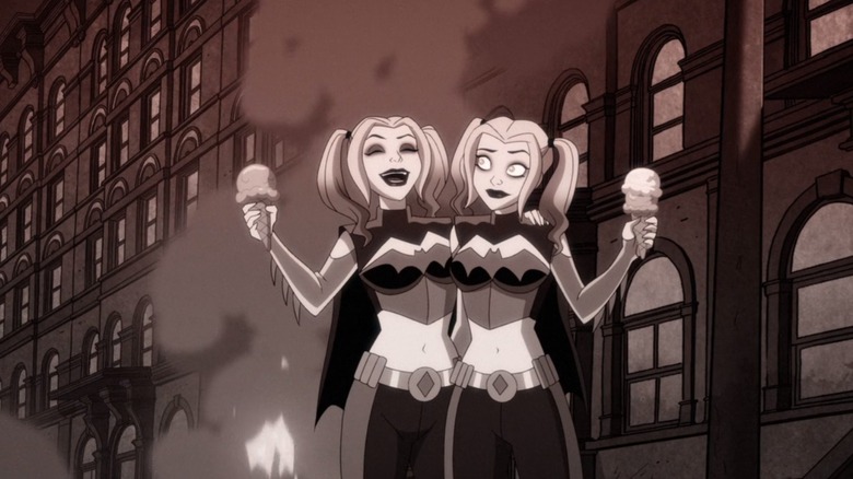 Harley Quinn and her clone eating ice cream