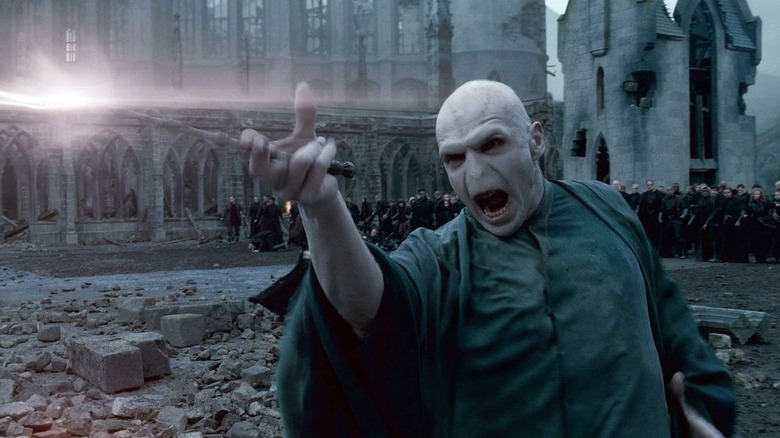 Voldemort brandishing wand