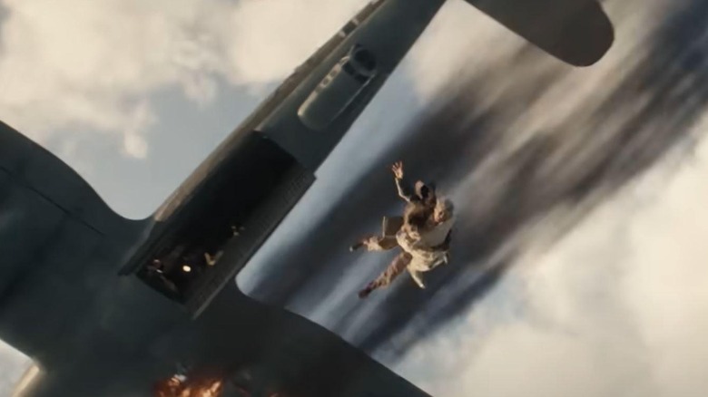 Movie characters falling from plane