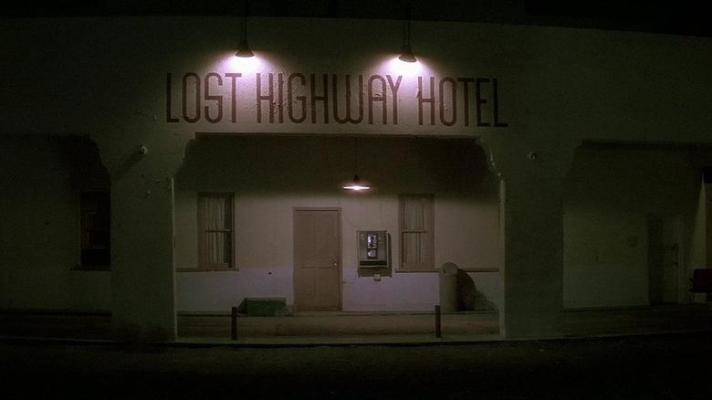 The Lost Highway Hotel at night