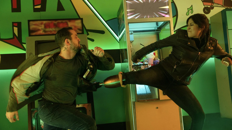 Maya fighting in the roller-rink