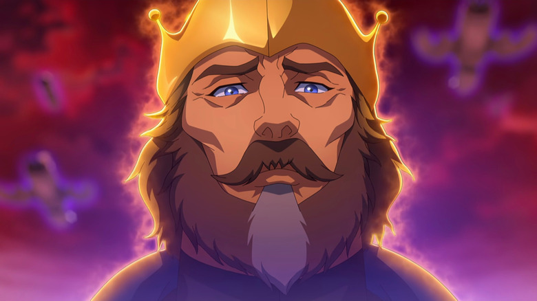 King Randor looking down glowing