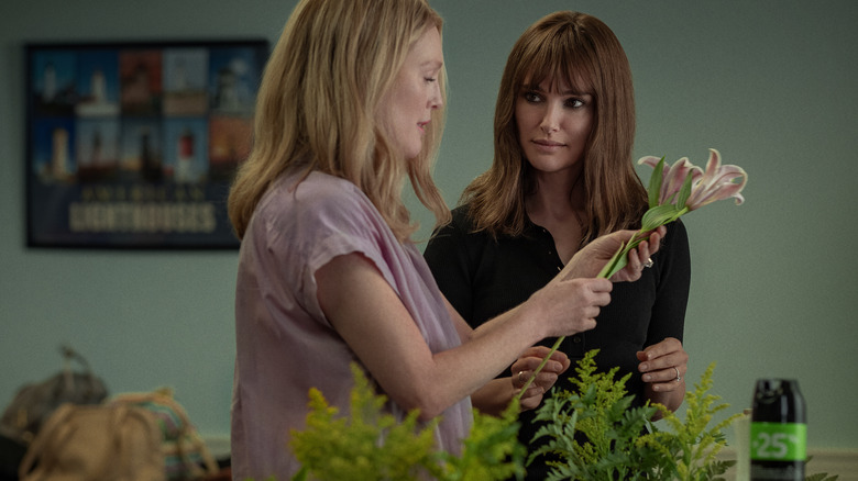 Gracie and Elizabeth working on flower arrangements