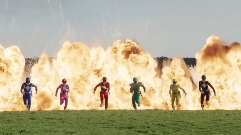 The Power Rangers running into battle