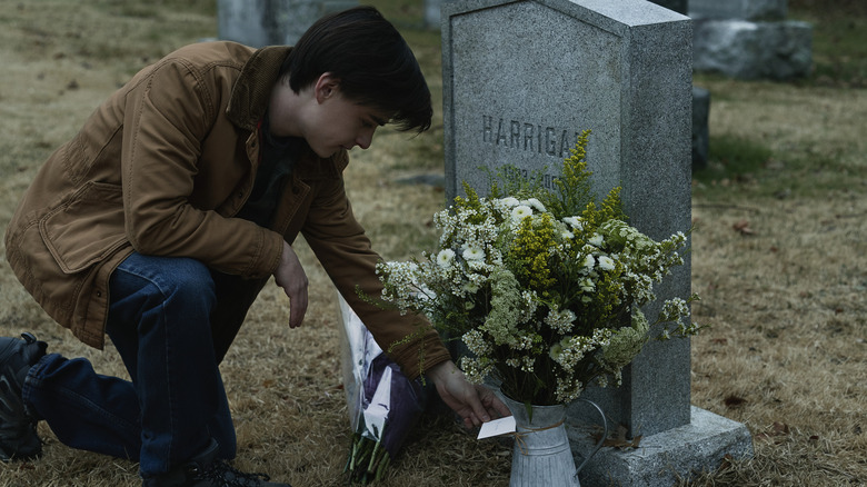 Craig at Harrigan's grave