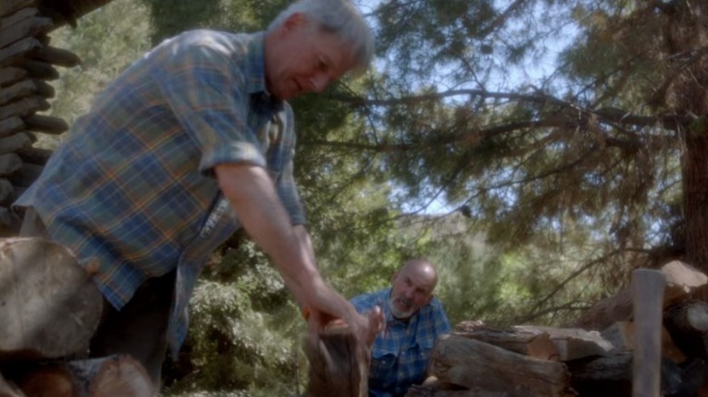 Gibbs chopping wood