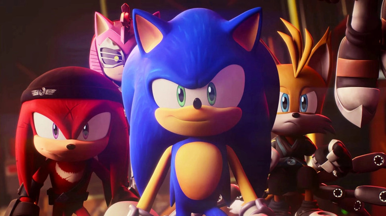 Sonic and his friends walking into battle