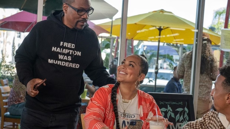 Eddie Murphy greeting Lauren London