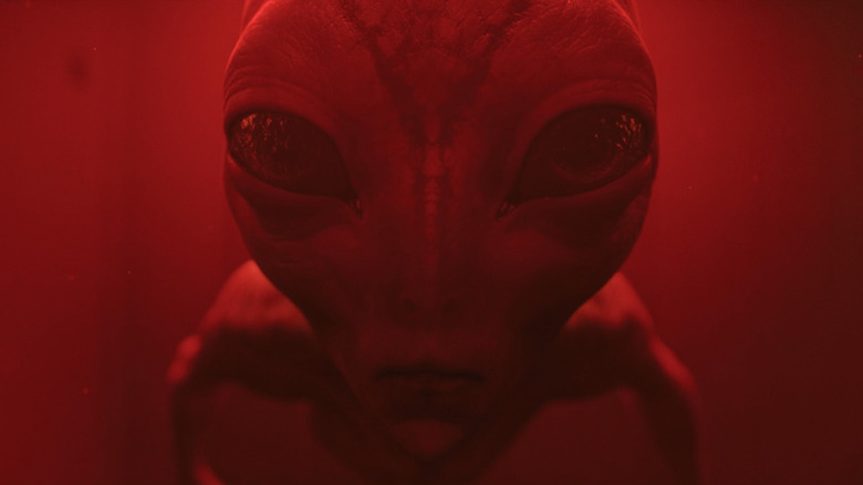 Alien staring ahead in red light