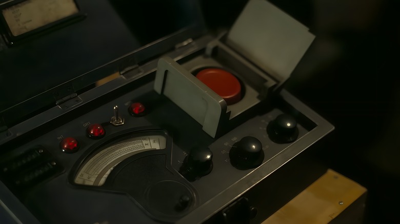 A red button on a console