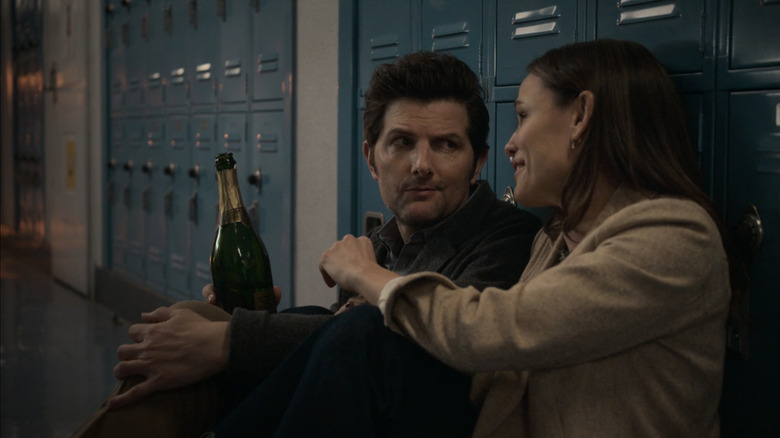 Adam Scott and Jennifer Garner chatting